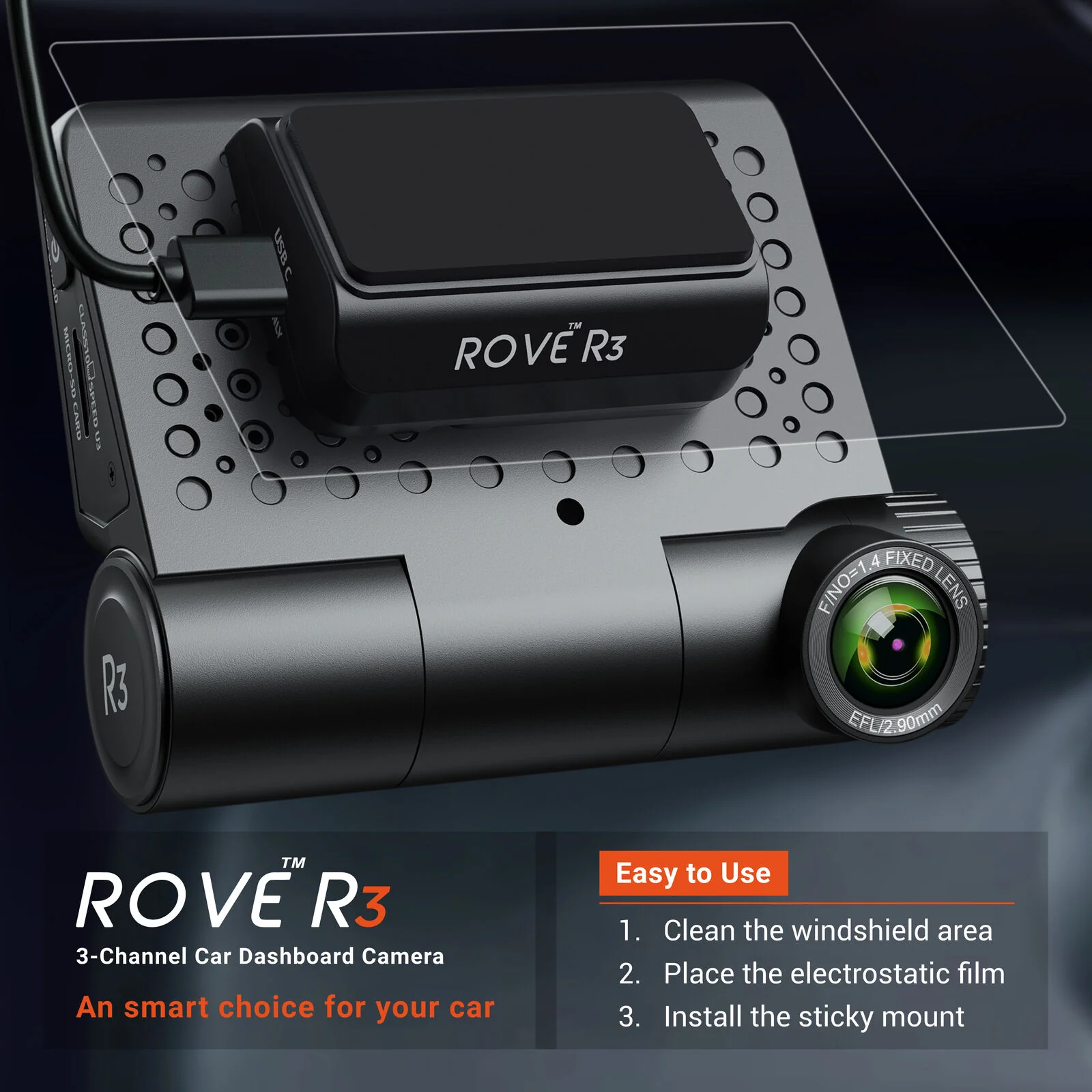 3M Slide Mount For ROVE R3 Dash Cam 2022 Version - Original Spare Mount + 1x Free Easy Peel - Image 5