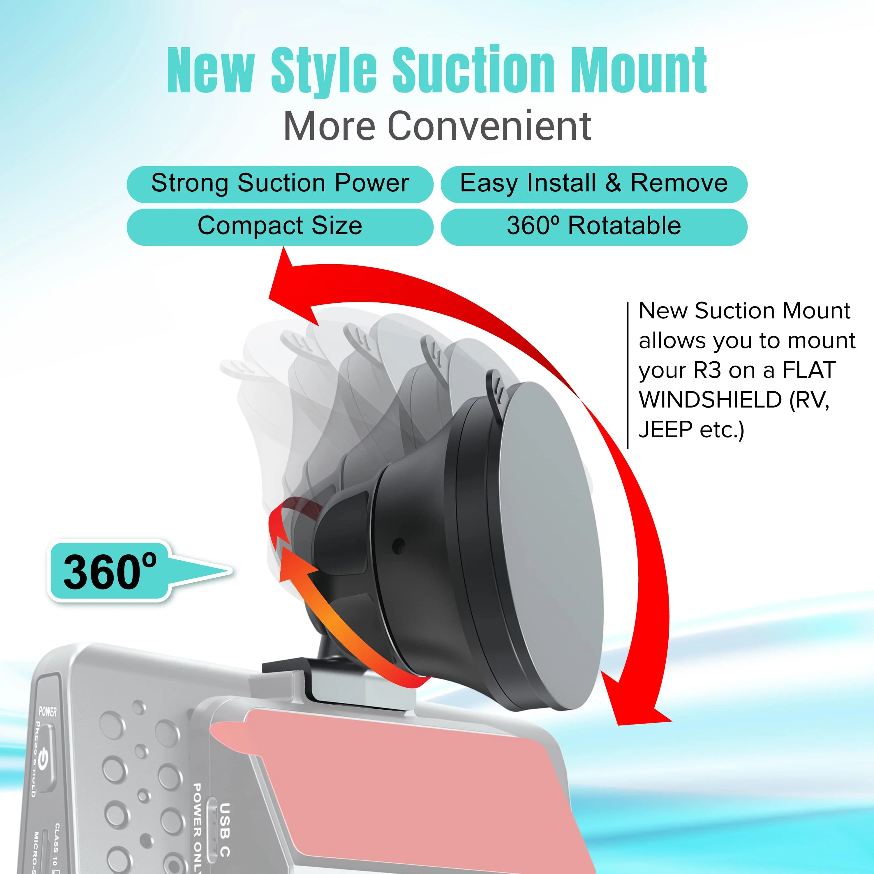 R3 Suction Mount - All New Suction Mount for ROVE R3 Dash Cam 2023 - Image 3