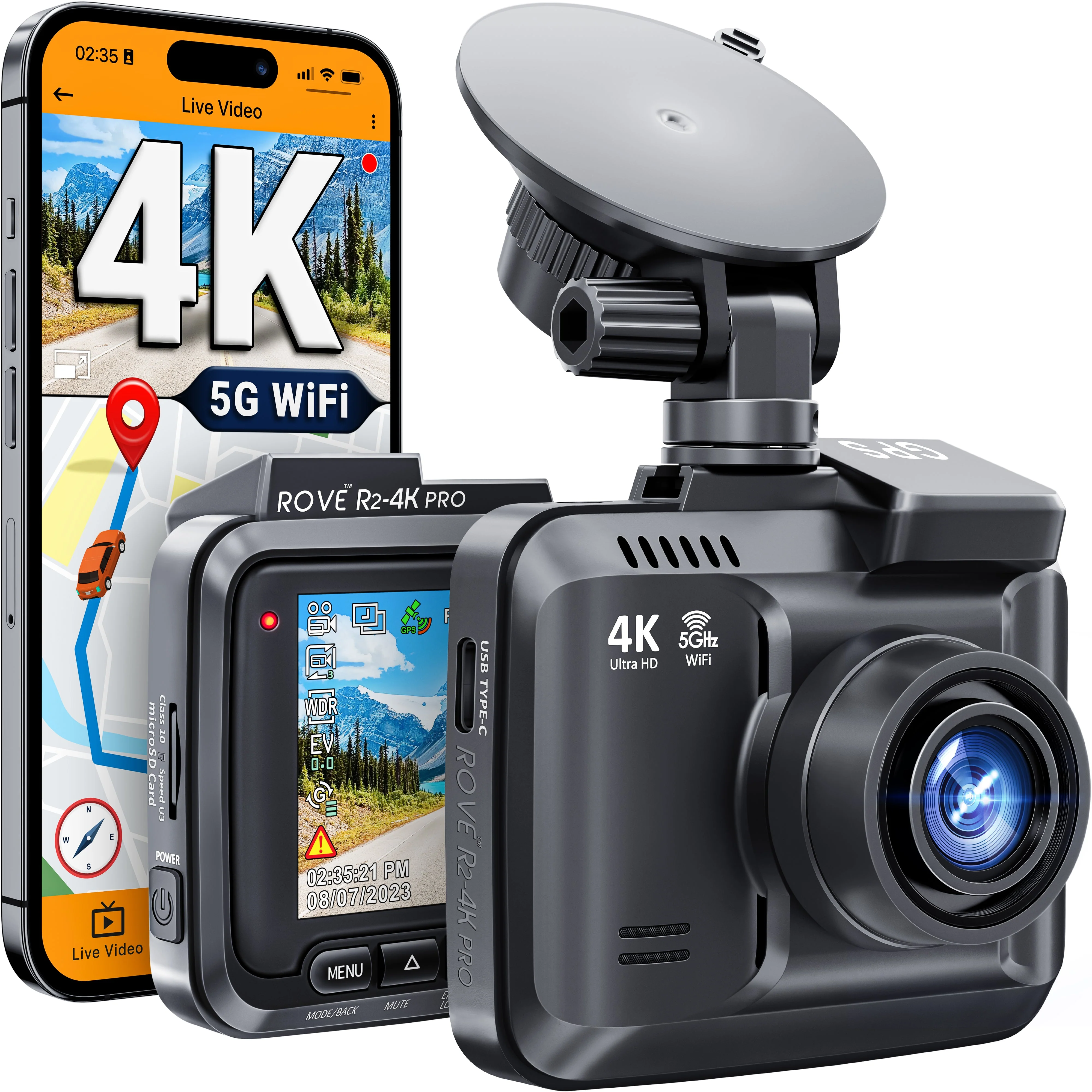 ROVE R2-4K PRO Dash Cam  | FREE 128 PRO GB SD Card - Image 2
