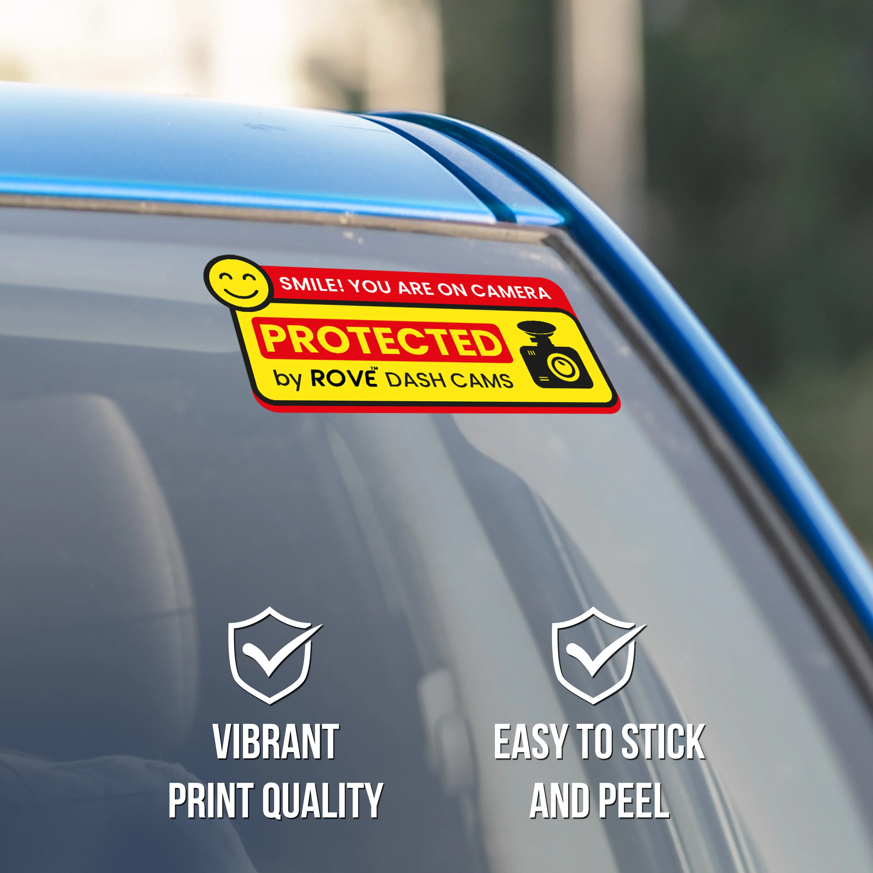 ROVE Dash Cam Window/Bumper Sticker – "Smile! You Are on Camera" | Double-Sided, Weatherproof & Residue-Free - Image 4