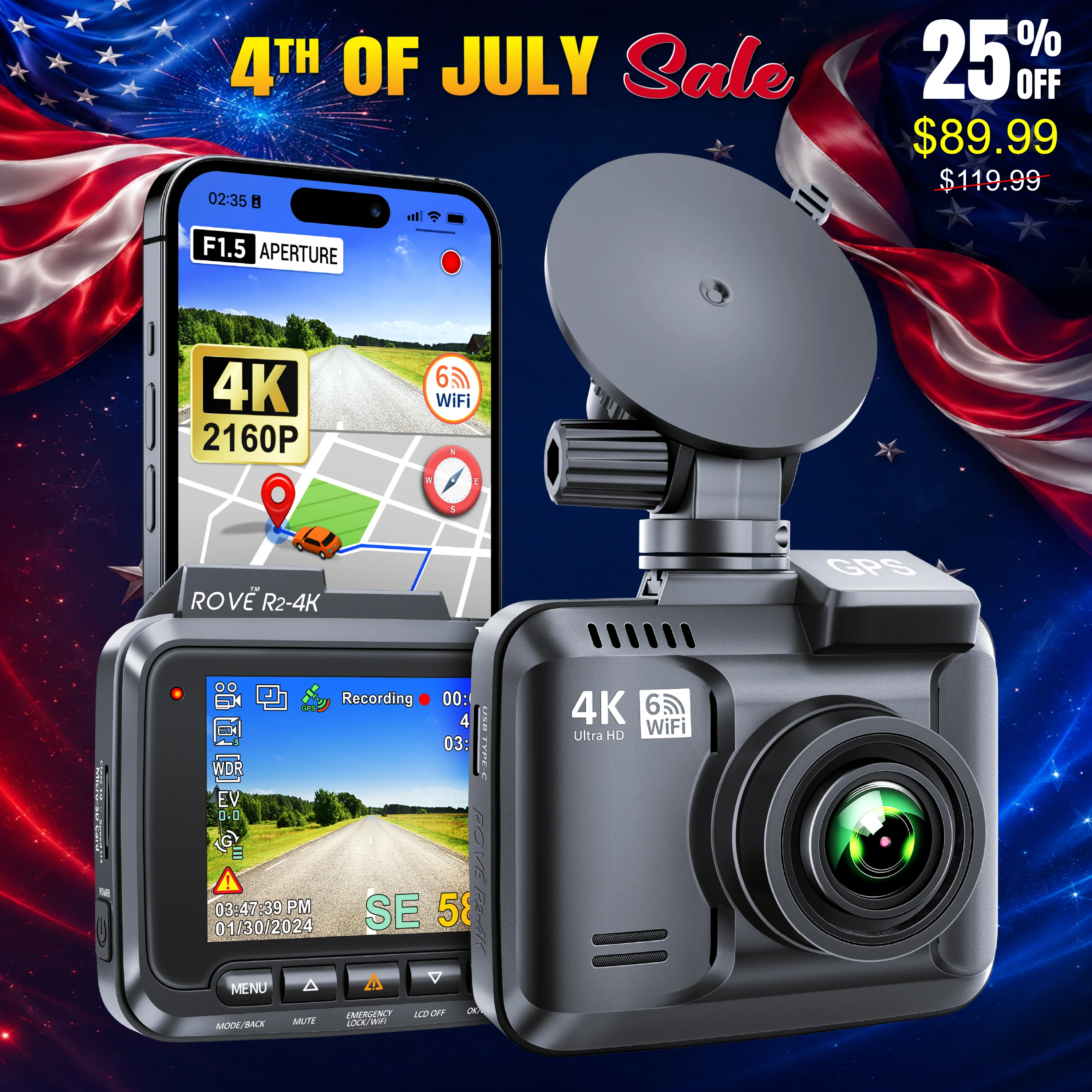 ROVE R2-4K Dash Cam 4K Ultra HD 2160P Car Dashboard Camera Built In Wi-Fi 6 & GPS - Image 10