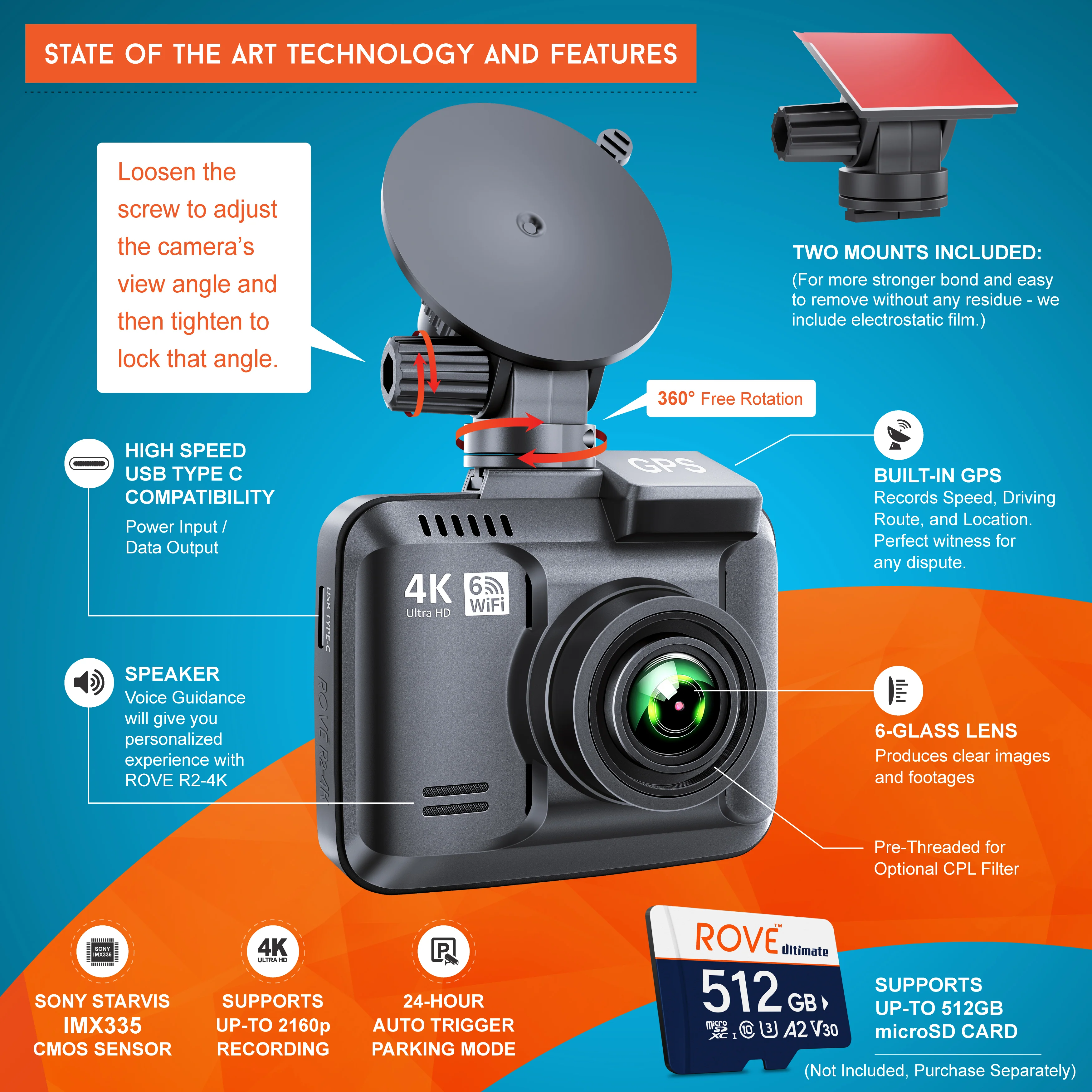 ROVE R2-4K Dash Cam - Returned Item within their 1st 30-days [Open Box] - Image 3