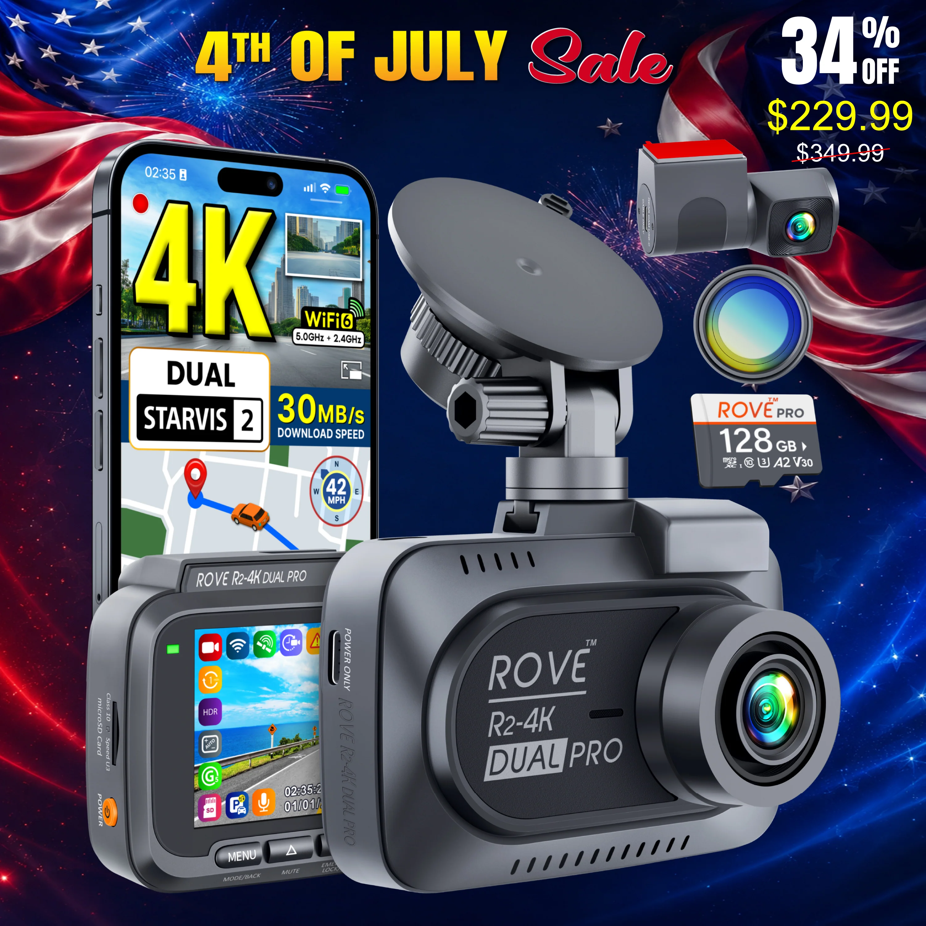 ROVE R2-4K DUAL PRO Dash Cam Front & Rear | 4K + 2K | Dual STARVIS 2 IMX678 + IMX675 CMOS Sensors | 5GHz WiFi 6 | FREE 128GB Card & CPL | 24Hr Parking Mode - Image 9
