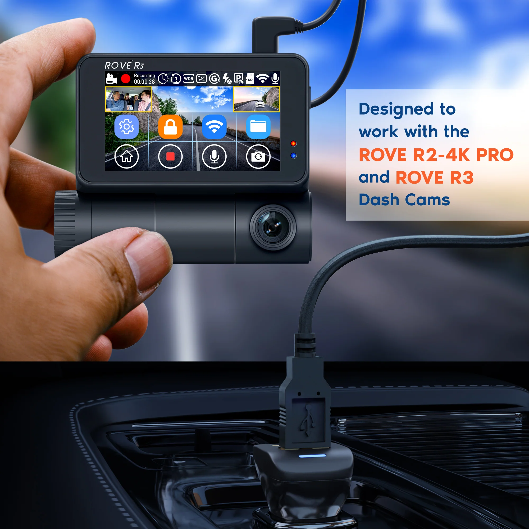 ROVE Ultimate 12ft USB-C Car Charging Power Cable for ROVE R2-4K, R2-4K PRO, R2-4K DUAL & R3 - Image 6
