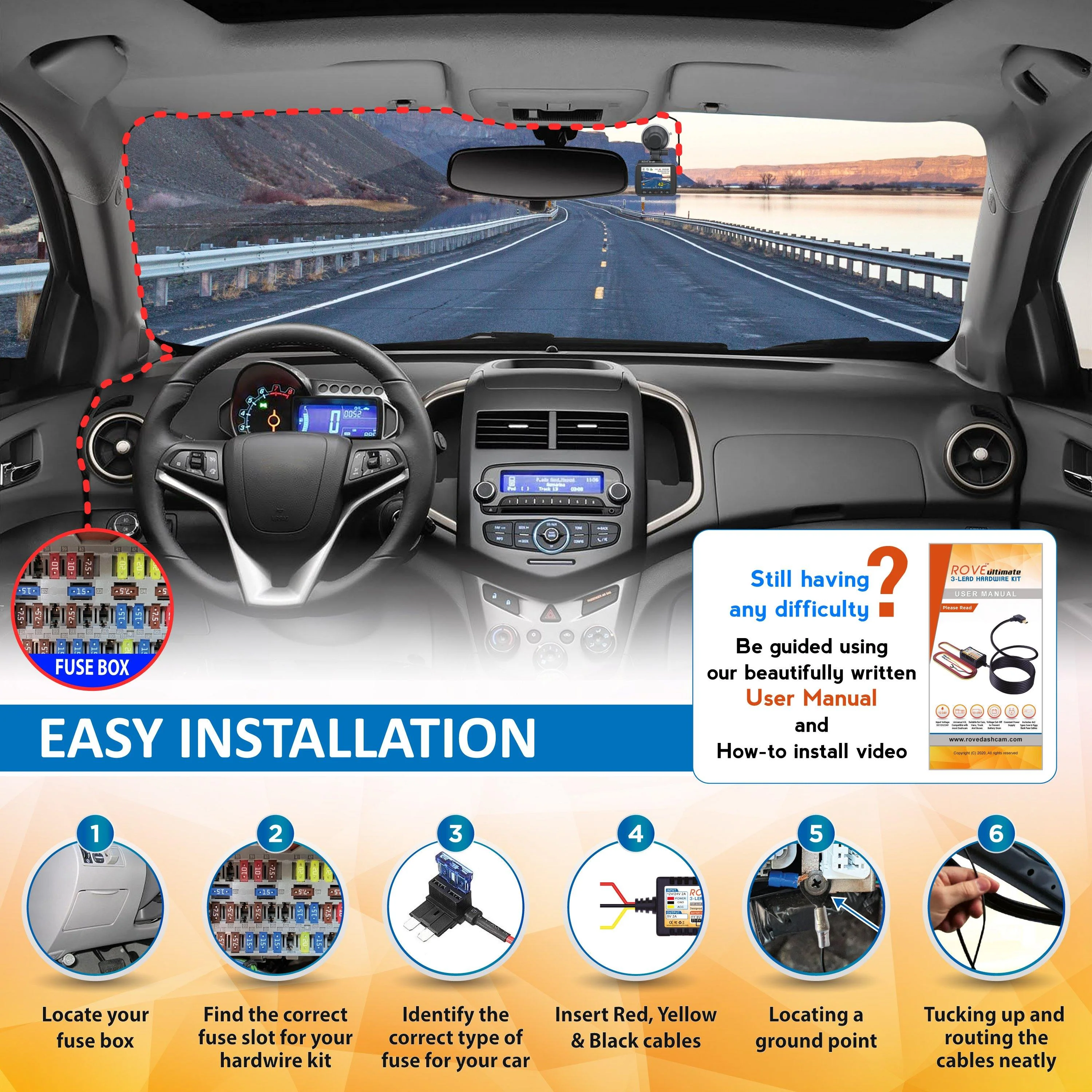 ROVE Ultimate 3-Lead Mini-USB Hardwire Kit for ROVE R2-4K Dash Cam | Check Compatibility Image Before Purchasing - Image 5