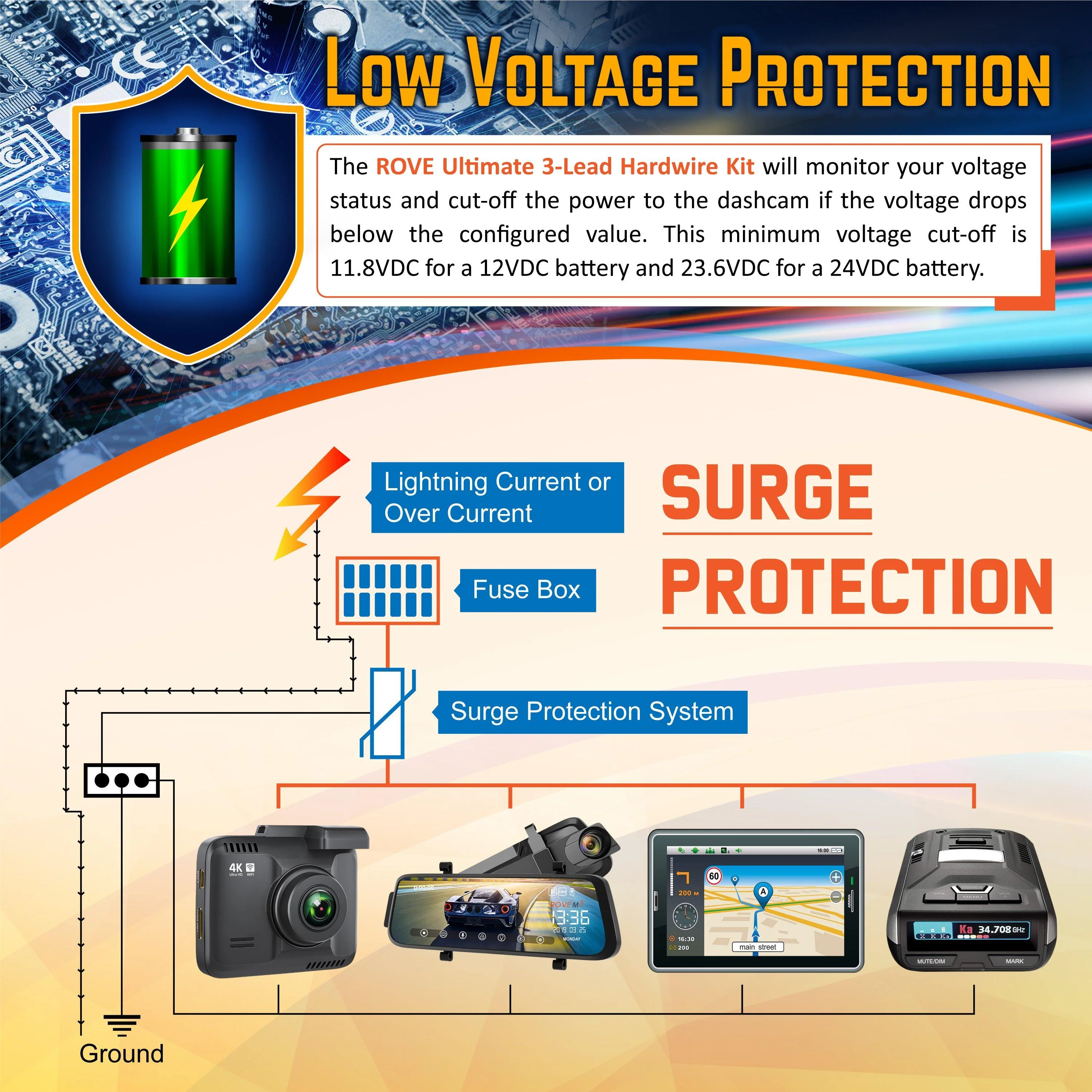 ROVE Ultimate 3-Lead Mini-USB Hardwire Kit for ROVE R2-4K Dash Cam | Check Compatibility Image Before Purchasing - Image 6