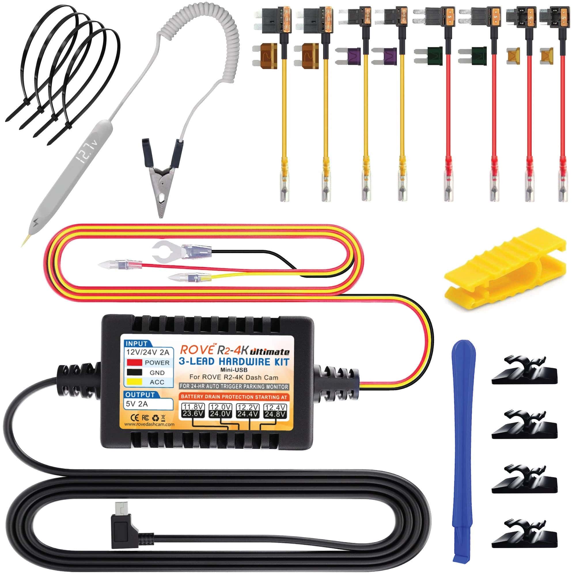 ROVE Ultimate 3-Lead Mini-USB Hardwire Kit for ROVE R2-4K Dash Cam | Check Compatibility Image Before Purchasing - Image 7