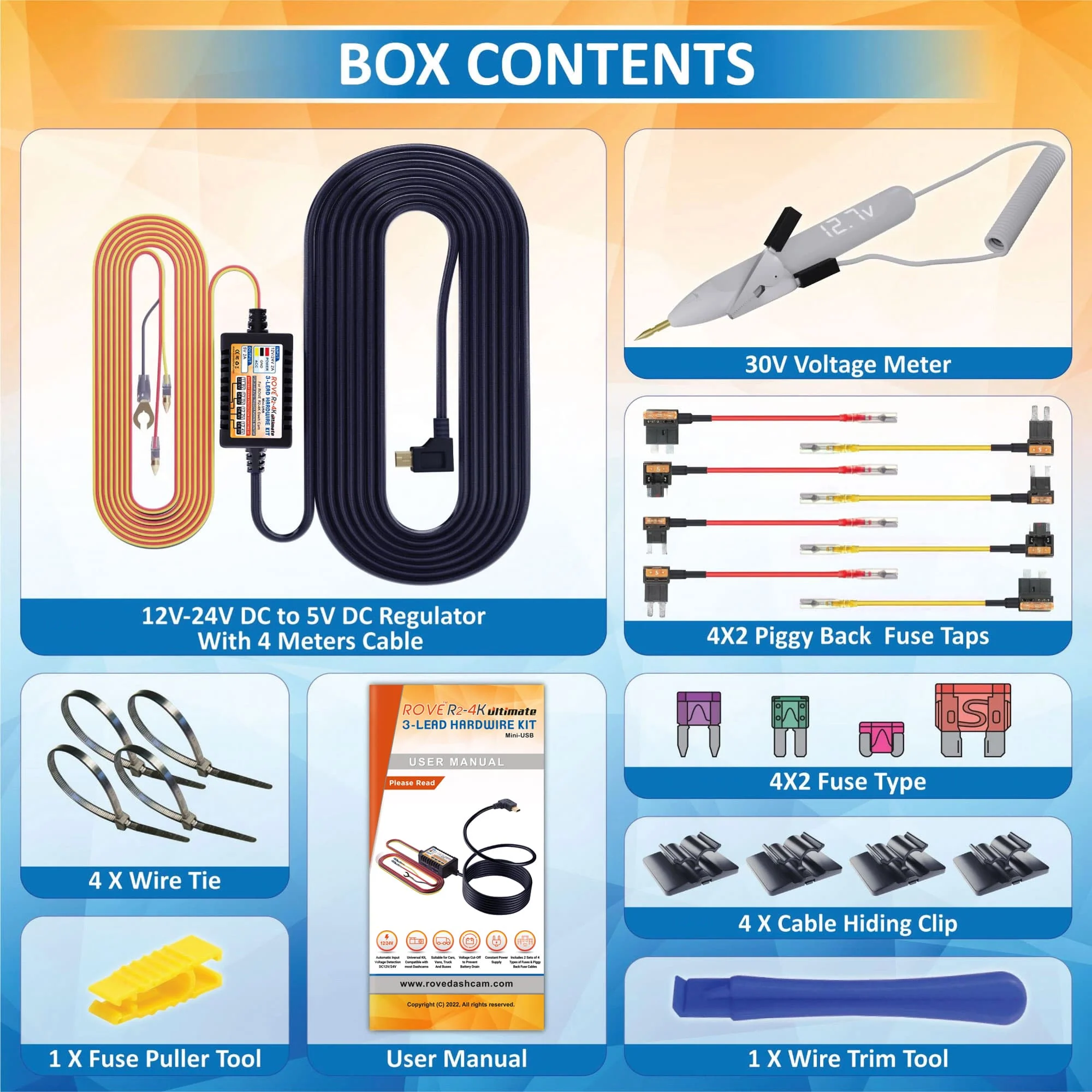 ROVE Ultimate 3-Lead Mini-USB Hardwire Kit for ROVE R2-4K Dash Cam | Check Compatibility Image Before Purchasing - Image 8