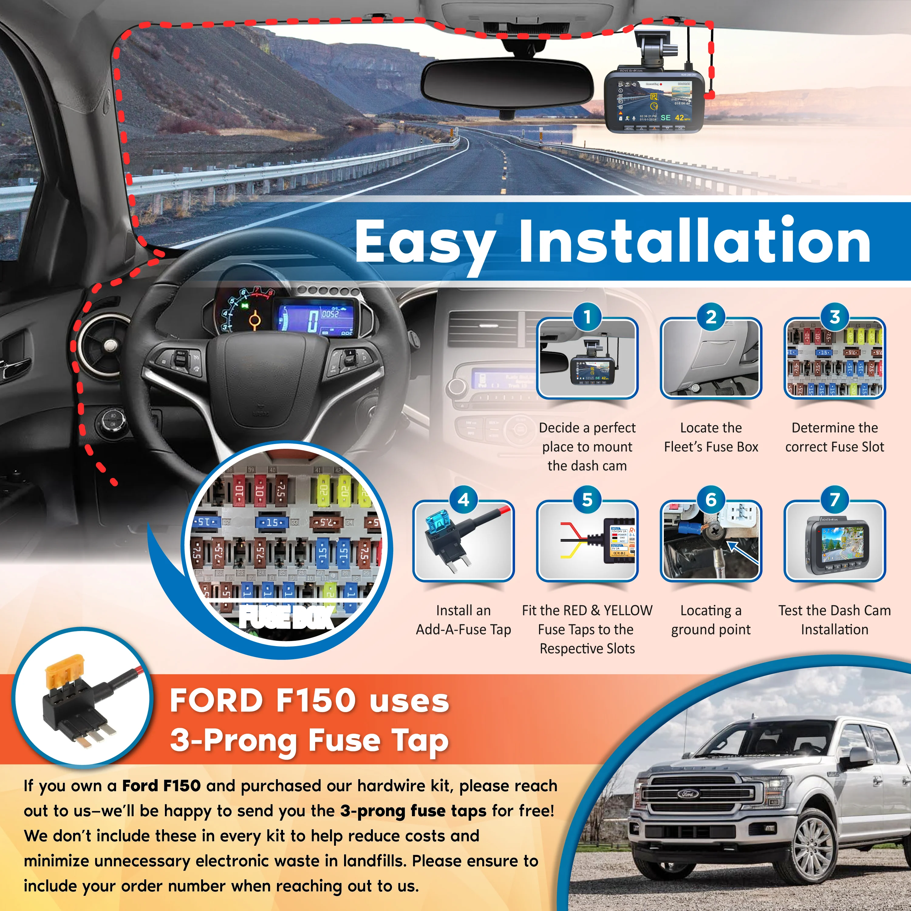 ROVE Ultimate 3-Lead USB Type-C Hardwire Kit | for ROVE R2, R2 PRO, R2 DUAL, R2 DUAL PRO, and R3 Dash Cam | Check Compatibility Image Before Purchasing - Image 5