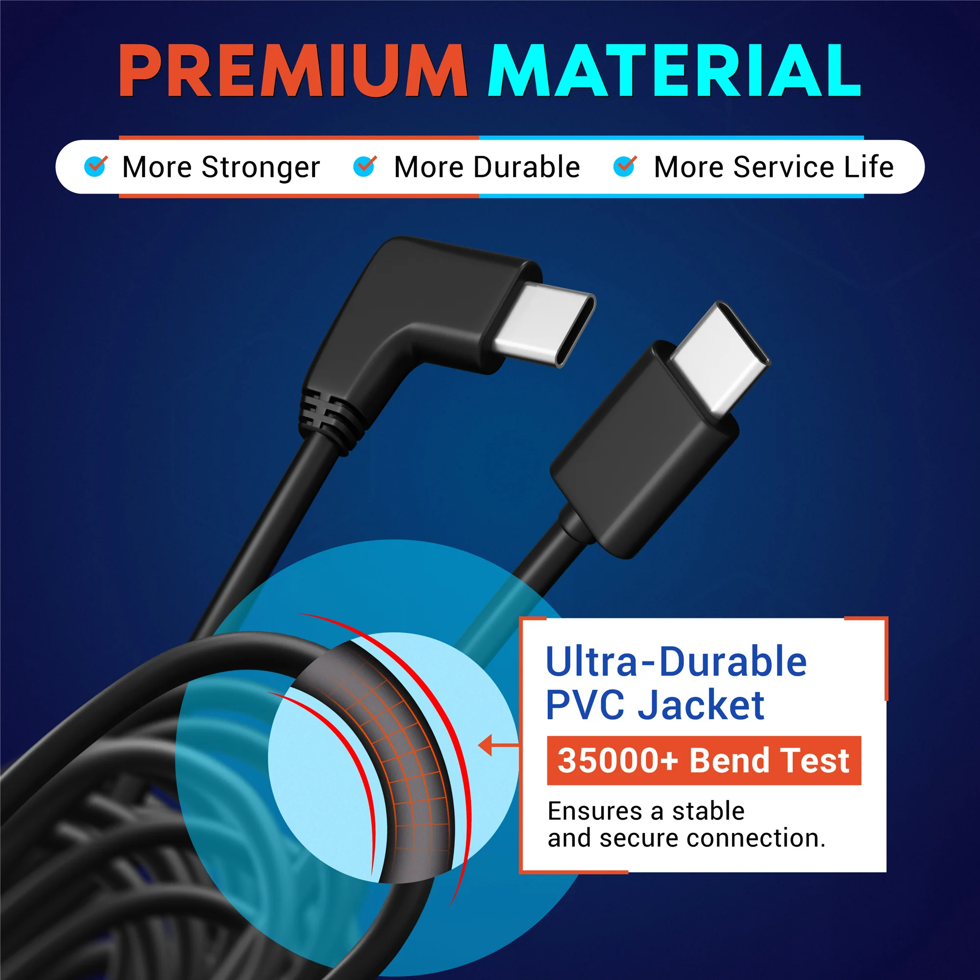 ROVE Ultimate 6M / 19.6FT USB Type-C to Type-C Rear Camera Cable for ROVE R3 Dash Cam | Check Compatibility Image Before Purchasing - Image 3