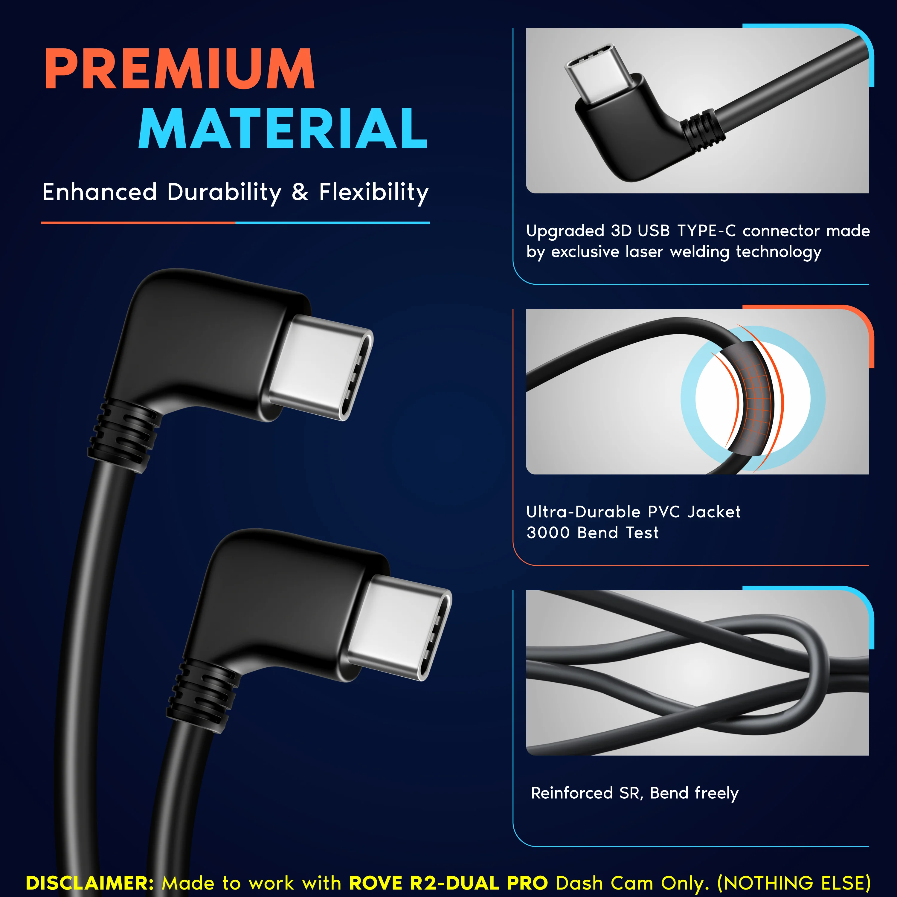 ROVE Ultimate 6M Rear Camera Cable for R2-4K DUAL PRO Dash Cam Only - Image 3