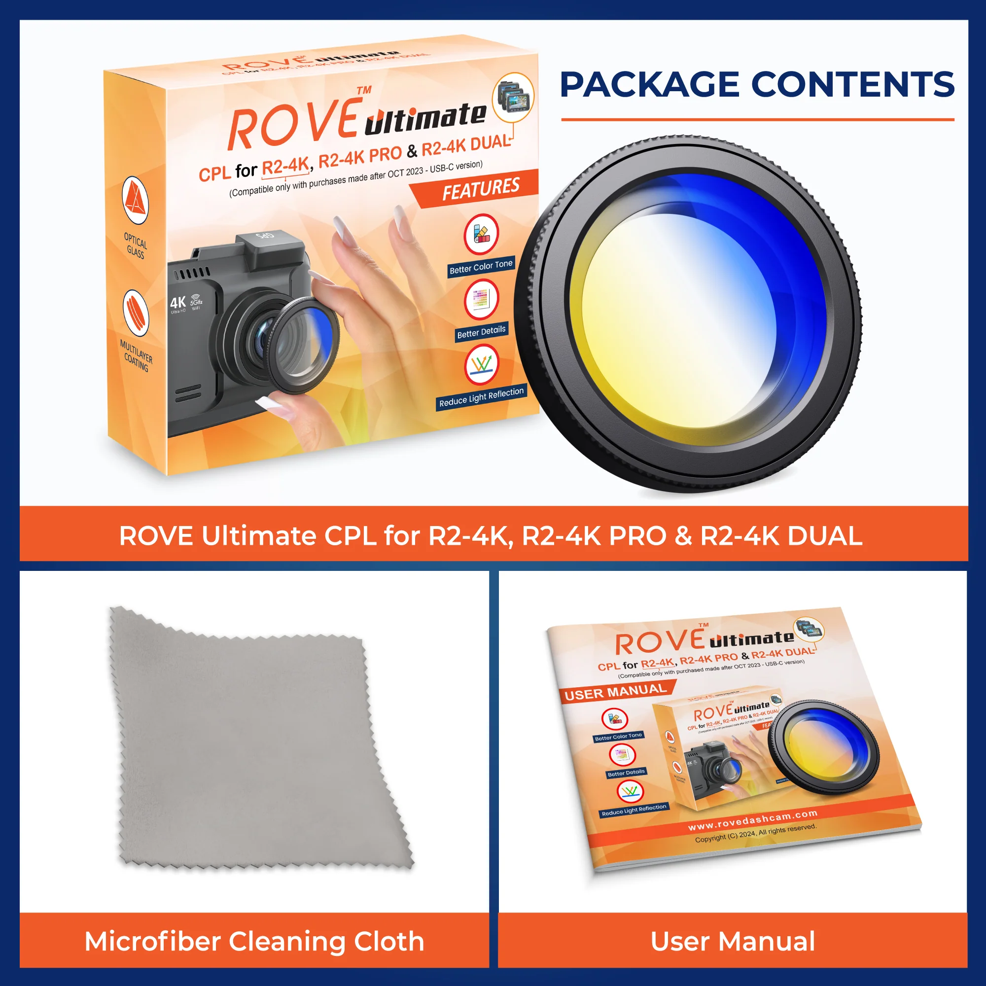 ROVE Ultimate CPL Filter for ROVE R2-4K PRO, R2-4K DUAL and R2-4K (with USB-C Port) Dash Cam Models - Image 6
