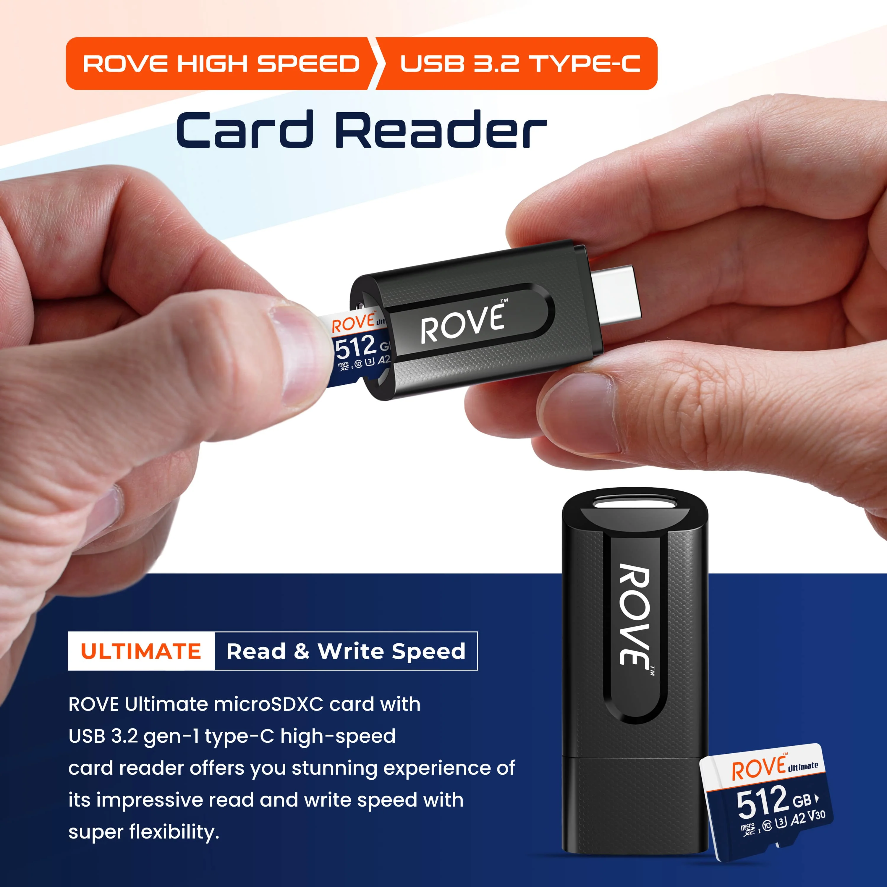 Rove Ultimate 128GB/256GB/512GB Micro SDXC Card with USB 3.2 Gen-1 Type-C card reader, Micro SD memory card for dash cam, Up to 170MB/s Read, 100MB/s Write, U3, Class10 - Image 5